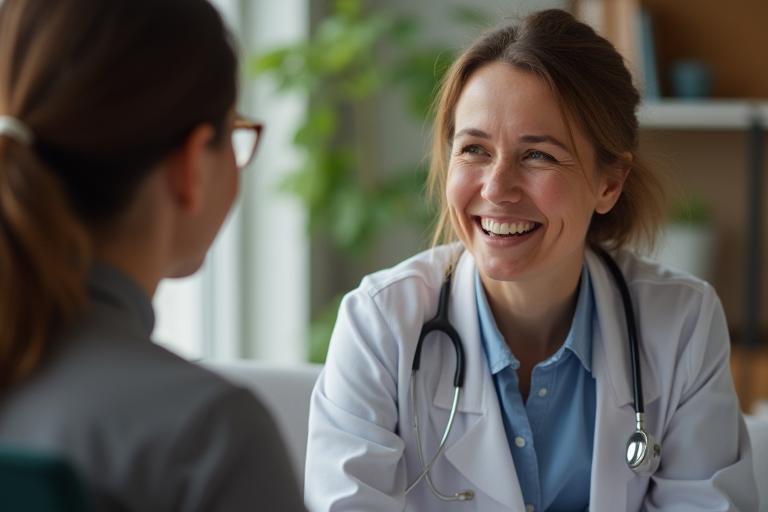 Consultante santé discutant avec un patient
