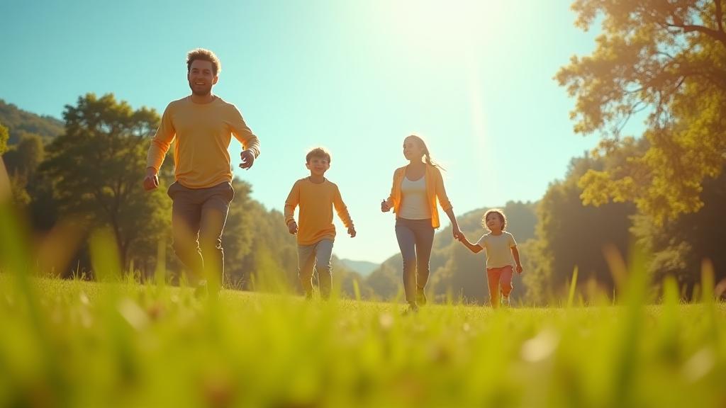 Famille active profitant d'un parc